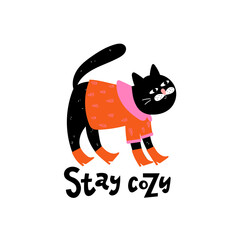 Funny cat in boots illustration