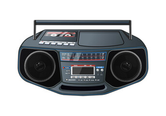 Boombox vector illustration. 80s technology. 90s music player. Retro style 90s boombox illustration.