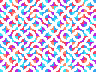Abstract vector geometric seamless pattern, color simple geometric elements repeat tiles, wallpaper or website background, design background in retro style.