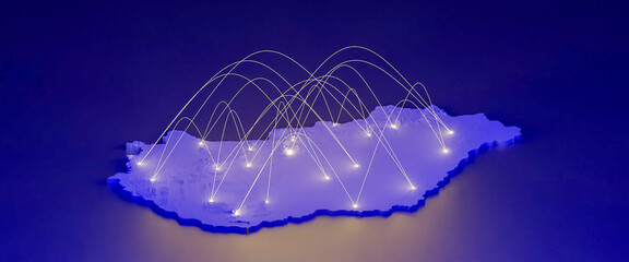 Hungary concept map, map of  Hungary suitable for technology, export, smart city, development and communication concepts.