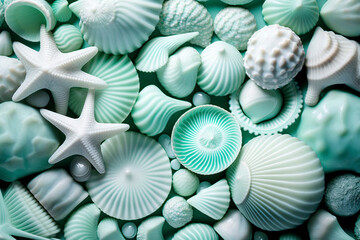 Background of seashells. Generative AI.