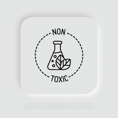 Non toxic symbol. Thin line icon for organic product. Modern vector illustration.