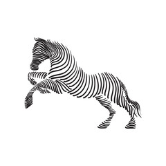 Zebra line art logo design template