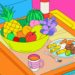 12 Round fruits and filipino food for New Year celebrations