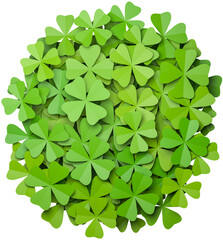 Cloverleafs isolated on a transparent background. All clovers are four-leafed. Spring or luck...