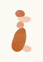 Modern abstract boho poster.  Earth tones organic shapes. Contemporary design for poster, banner,greeting card, flyer, social media post, story. Minimalist mid century style vector Illustration. 