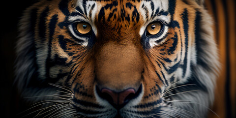 Close-up animal portreit. Animal eyes, Tiger eyes