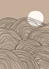 Poster Japandi stijl Modern abstract boho landscape poster. Line landscape. Contemporary design. Minimalist mid century style vector Illustration.   © Anna