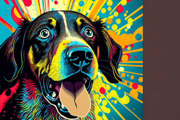  Pop art deco style dog, ecstasy dog poster, generative ai