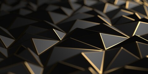 Luxury triangles polygon abstract black metal background
