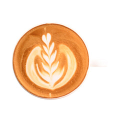 Latte art coffee with heart tree shape in coffee cup, Hot drink