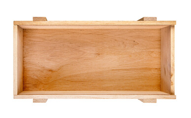 Wooden box isolated on a white background.