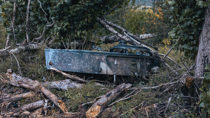 War in Ukraine, remnants of destroyed equipment, military equipment, Kharkiv region