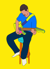 Filipino man playing guitar