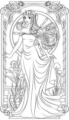 Fototapeta na wymiar Antistress coloring page. Aurora and spindle