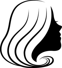 Beauty girl face icon. Women face silhouette, vector illustration.