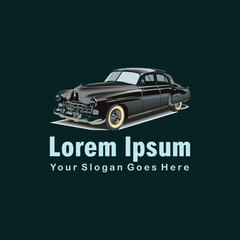 Fototapeta premium old car or old car logo design vektor