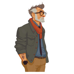 pensive man in fashionable clothes. vector illustration