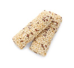 Tasty sesame seed bars isolated on white