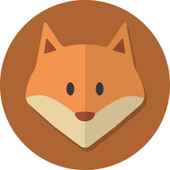 fox face icon, Cute animal icon in circle.