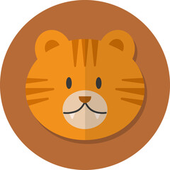 tiger face icon, Cute animal icon in circle.