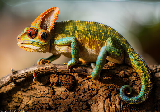 Chameleon / lizard - Photo of a beautiful Chameleon / Colorfull / Copy Space / Blank Text