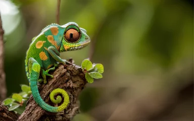 Foto op Plexiglas Chameleon / lizard - Photo of a beautiful Chameleon / Colorfull / Copy Space / Blank Text © PixobaPICS