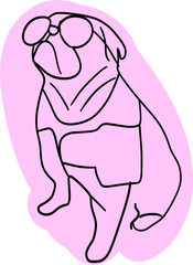 Pink pug silhouete