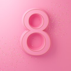 International women's day poster. 8 number 3d rendering illustration. 