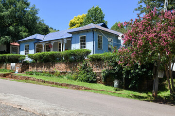The colonial houses in the old town of Pilgrim's Rest on South Africa