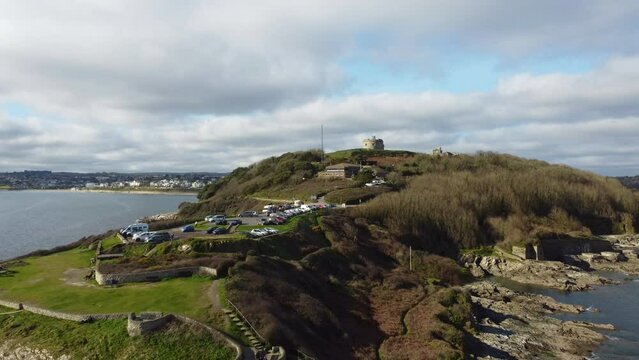 Pendennis head near Falmouth cornwall england uk from the air drone