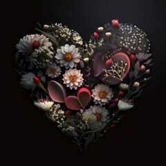 Obraz na płótnie Canvas Flower heart arrangement made with Generative AI