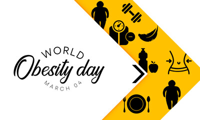 World Obesity day is observed every year on March 4, with the view of promoting practical solutions to end the global obesity crisis. Vector illustration - obrazy, fototapety, plakaty