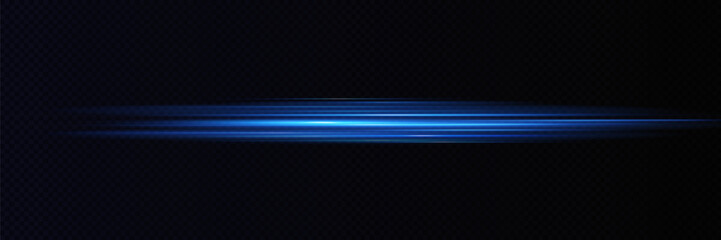 Motion light effect for banners. Blue lines. The effect of speed on a blue background. lines of light, speed and movement. Vector lens flare.