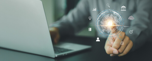 AI Artificial Intelligence technology digital for business industry analysis learning and communication system or automation robotic programming and futuristic concepts.