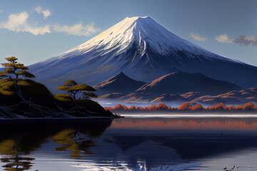 beautiful mountains, art realistic mountains, painting. Generative Ai - obrazy, fototapety, plakaty