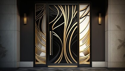 beautiful modern black front door gives a good impression of the house before entering the apartment