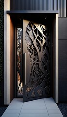 A beautiful modern front door creates a good impression of the house before entering the apartment