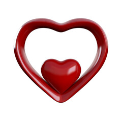 3D illustration of red color heart whit red big border