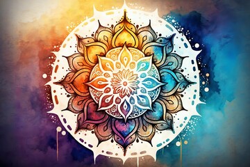 Colorful mandala in watercolor style