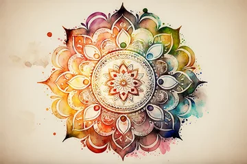 Verduisterende gordijnen Colorful mandala in watercolor style © MartinG