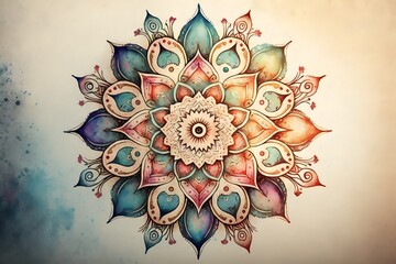Colorful mandala in watercolor style