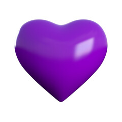 3D illustration of purple color heart 