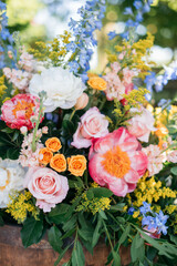 bouquet of summer colorful wedding flowers