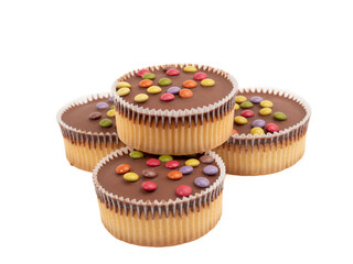 Muffins isolated on white background. Fresh muffins. Close-up.