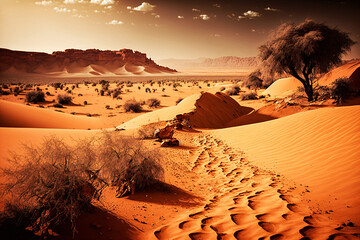 Desert landscape. Generative ai.  - obrazy, fototapety, plakaty