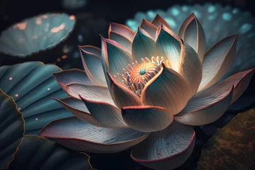 Foto op Canvas Blossoming Serenity Lotus Flower. Generative AI © zzzz17