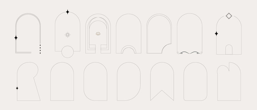 aesthetic linear frames vector illustrator. 
