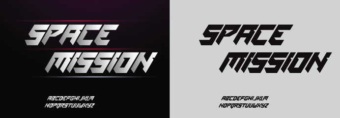 Obraz premium Space Mission, Modern Sport Fonts. Typeface Tech style fonts for technology, digital, movie, logo design. Alphabet Collections