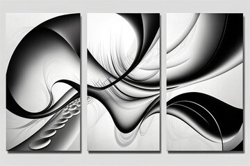 Triptych modern design wallpaper. Generative ai.  - obrazy, fototapety, plakaty
